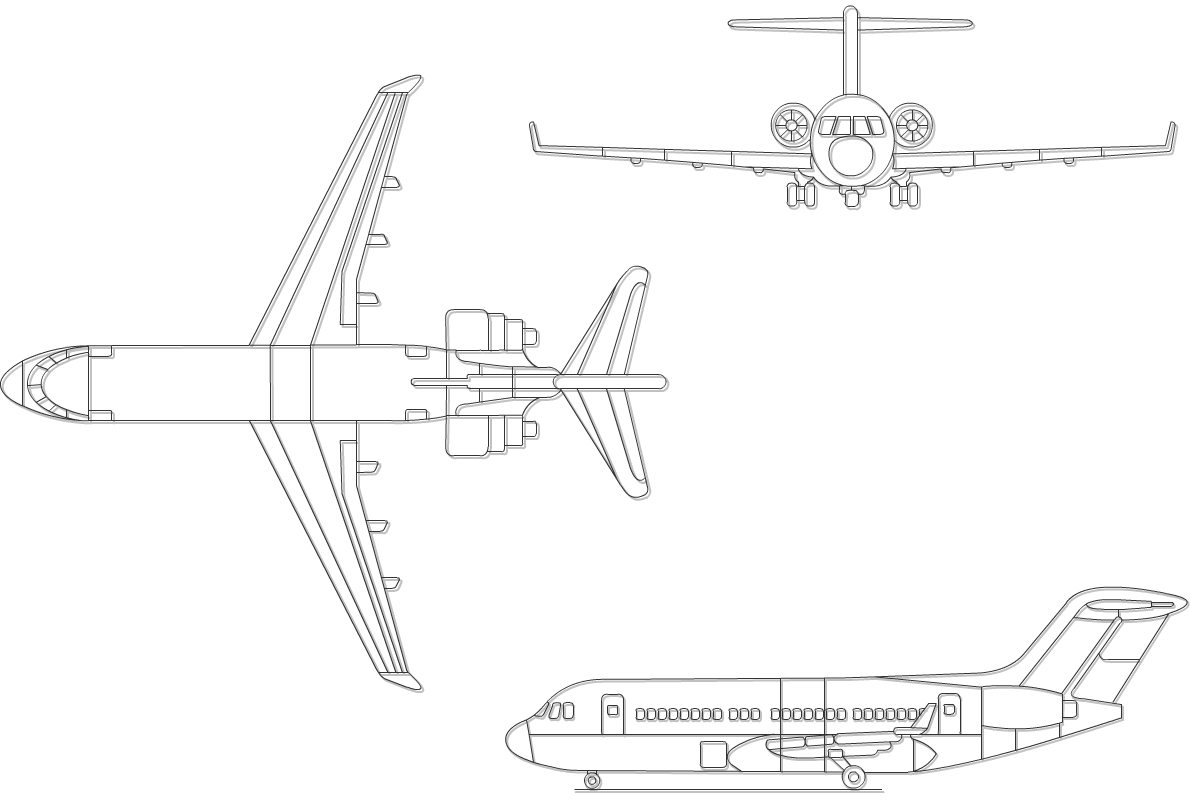 Чертеж самолета ту 204